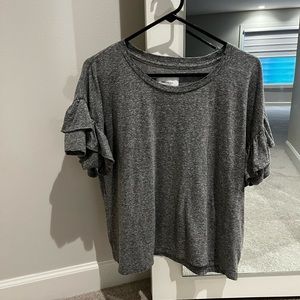 Current/Elliott “Roadie Ruffle Tee” in gray, size 2 (like a regular size 10)
